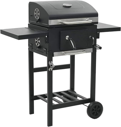 Gecheer Charcoal-Fueled BBQ Grill with Bottom Shelf Black for Patio Backyard Garden Camping Bonfire