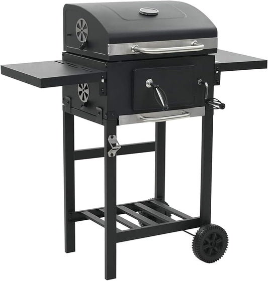Gecheer Charcoal-Fueled BBQ Grill with Bottom Shelf Black for Patio Backyard Garden Camping Bonfire