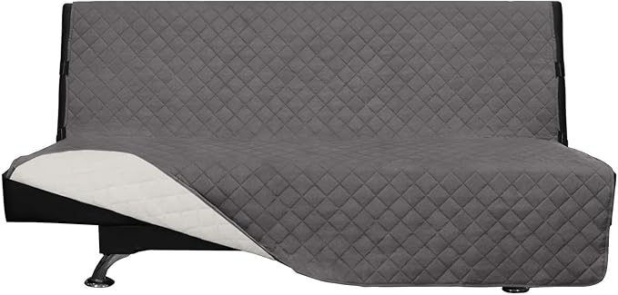 Easy-Going Reversible Couch Cover, Large Futon Sofa, Gray/Ivory | Machine Washable Slipcover For Dogs, Water Resistant Furniture Mat For Living Room, Non-Slip Sofa Cover, Pet Friendly
