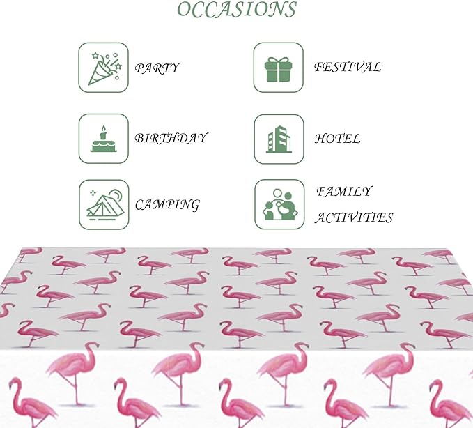 60x120 Inch Tropical Watercolor Flamingo Rectangle Tablecloth Pink White Elegant Coastal Flamingo Table Cloth Washable Durable Table Cover for Home Kitchen Dining Beach Party BBQ Decor