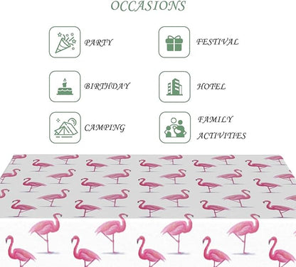 60x120 Inch Tropical Watercolor Flamingo Rectangle Tablecloth Pink White Elegant Coastal Flamingo Table Cloth Washable Durable Table Cover for Home Kitchen Dining Beach Party BBQ Decor