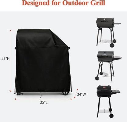 TheElves Outdoor Grill Covers Waterproof Heavy Duty for Kendane Barrel Charcoal Grills and Char-Griller King-Griller E1416 1616 Charcoal Smoker Grills - 35" W x 24" D x 41" H