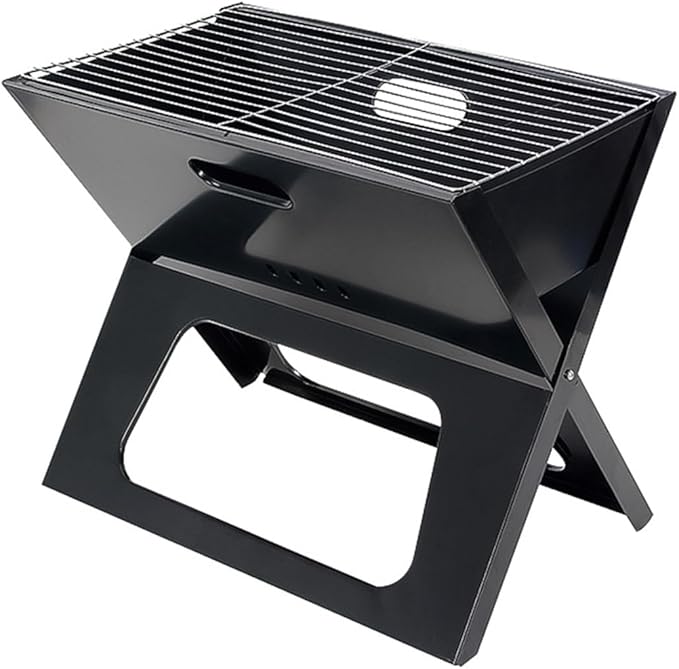 1pc Black BBQ Grill, Outdoor Barbecue Grill Barbecue Charcoal Folding Portable Charcoal Portable Grill Tools