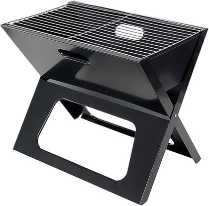 1pc Black BBQ Grill, Outdoor Barbecue Grill Barbecue Charcoal Folding Portable Charcoal Portable Grill Tools