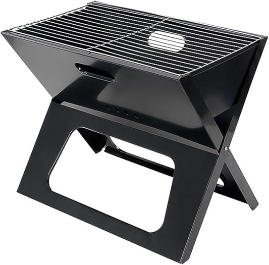 1pc Black BBQ Grill, Outdoor Barbecue Grill Barbecue Charcoal Folding Portable Charcoal Portable Grill Tools