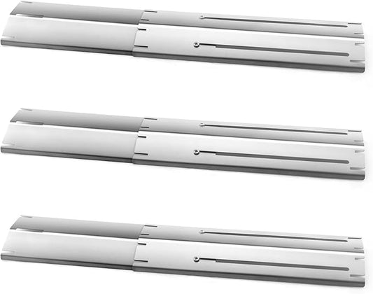 Adjustable Heat Plate Shield, Universal Heat Burner Tents, Heavy Duty Flame Tamer for Charbroil and Other Gas Grill Models, BBQ Replacement Parts, Extends from 11.75" up to 21" L, 3Pack