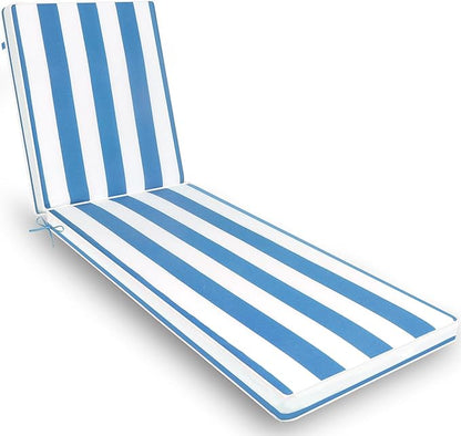 Only choice 2 Pieces Set Outdoor Lounge Chair Cushions Patio Chaise Lounge Replacement Cushions Furniture Seat Cushions (Sky Blue White Striped)