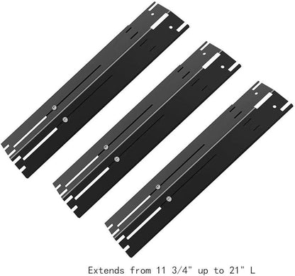 Universal Adjustable Grill Heat Plate Replacement for Gas Grill, Porcelain Steel Heat Plate Shield, Flavorizer Bar, Extends from 11.75" Up to 21" L (Pack of 3)