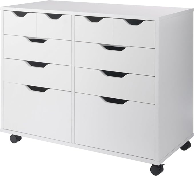 Winsome Halifax Tall Mobile Storage Cabinet, White, 2 Door 4 Drawer | Stylish & Functional Home Storage Cabinet for Filing, Kitchen Organization, Moveable Furniture for Office, Apartments