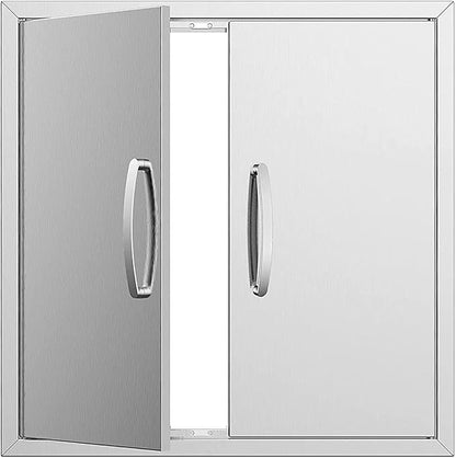 Outdoor Kitchen Doors 24W x 24H Inch, Double BBQ Access Doors 304 Stainless Steel for Outdoor Kitchen Cabinet Grill Station or BBQ Island