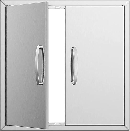 Outdoor Kitchen Doors 24W x 24H Inch, Double BBQ Access Doors 304 Stainless Steel for Outdoor Kitchen Cabinet Grill Station or BBQ Island