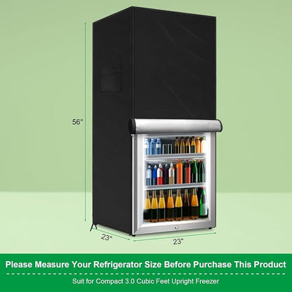 Outdoor Refrigerator Cover Outdoor Dustproof Freezer Covers for Protecting Upright Freezers/Beverage Refrigerator Compact 5-7.5 Cubic Foot Freezer (Black, 23" x 23"x 56")