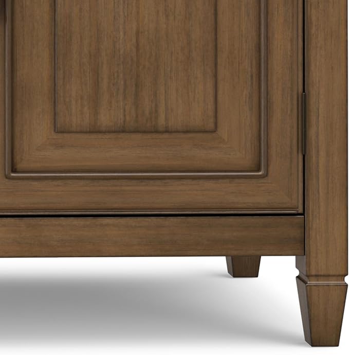 SIMPLIHOME Connaught 67" Sideboard in Rustic Natural Aged Brown | Traditional 4-door dining room buffet with 2 drawers and adjustable shelves for organized kitchen or living room storage.