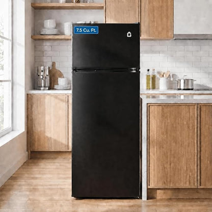 PioneerWorks 7.5 Cu. Ft. Compact Refrigerator | Two Door Mini Fridge with Energy-Efficient & Quiet Operation | for Dorm, Office, Bedroom, Kitchen, Bar Use with Adjustable Shelves-Black