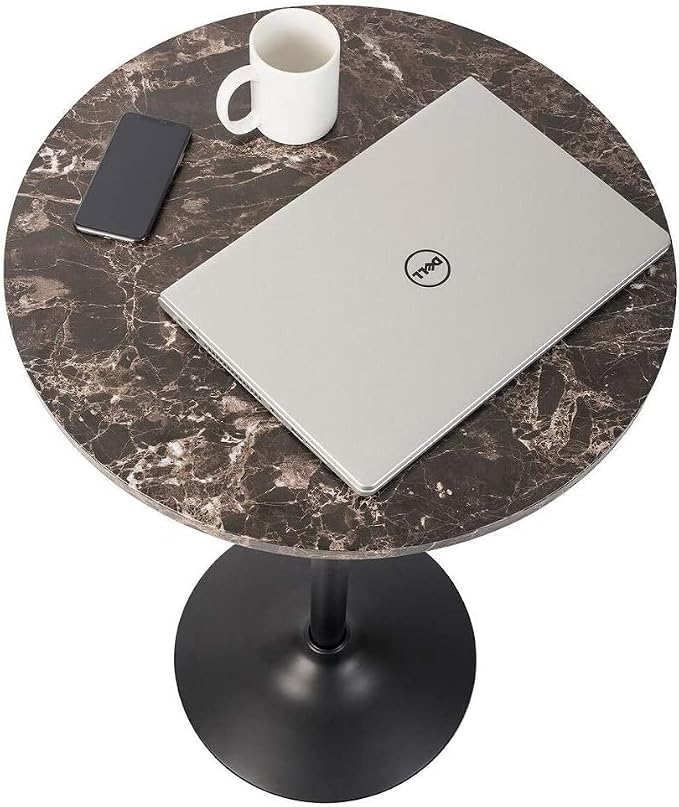 Pearington Round Bar and Pub Table with Faux Marble Top and Black Base, 1-Pack