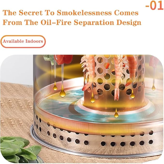Portable Vertical Charcoal Smoker Grill,Barrel Stainless Steel Split Oven, 360° All Round Roasting,Outdoor Camping Smokeless Charcoal Barbecue Hanging Stove,Large (Color:Small)
