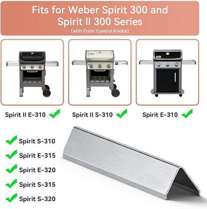 Spirit E-310 Parts 7636 Flavorizer Bars & 69787 Burner Tubes for Weber Spirit & Spirit II 300 Series E310 E320 E330 S310 S320 S330 with Front Control, 15.3" Heat Plates & 18" Grill Burners