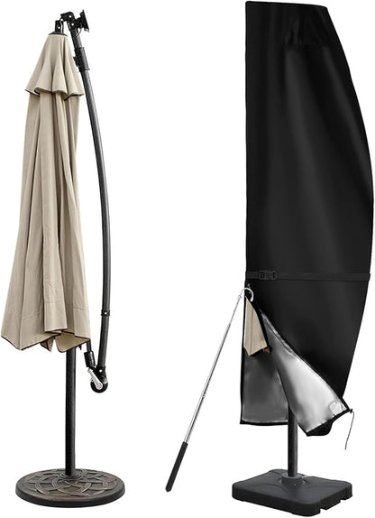 DOCEPERT Cantilever Umbrella Covers for Outdoor Umbrellas 9-12ft,420D Oxford Fabric Patio Offset Umbrella Cover with Sturdy Waterproof Zipper and Top Vent,Garden Outdoor Umbrella Covers
