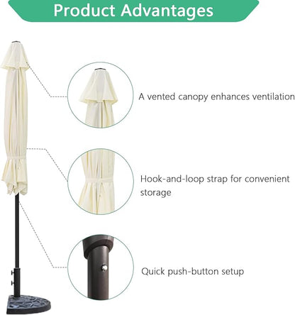 Helios&Hestia 9 ft Small Half Round Wall Outdoor Market Patio Umbrella with Tilt and Crank for Garden, Deck, Balcony