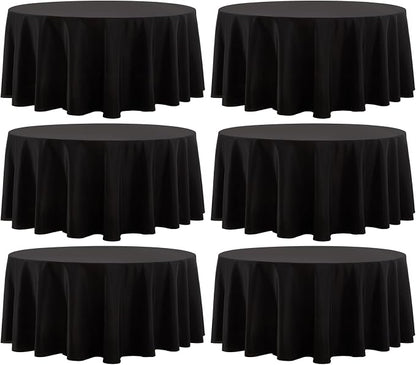 6 Pack Black Round Tablecloths 90 Inch for Dining Tables | Washable Decorative Linen Polyester Table Cover for Banquets Buffets Parties and Weddings