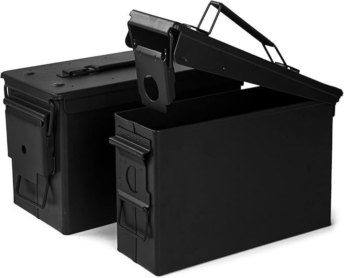 GUGULUZA Metal Ammo Can 30 50 Cal, Waterproof Airtight Ammo Containers Case | Heavy-Duty Ammunition Storage Case Military Container, Lockable Box w/Flip Top for Long-Term Storage Bullet, 30Cal and 50 Cal