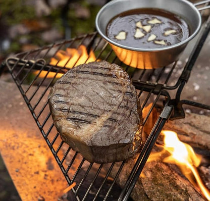 Lotus Outdoor Fire Pit Portable Small Fire Pit Grill, Wood Burning Stainless Steel Fire Pit with Grill, Camping Grill Portable Campfire, Camping Fire Pit Portable Charcoal Grill