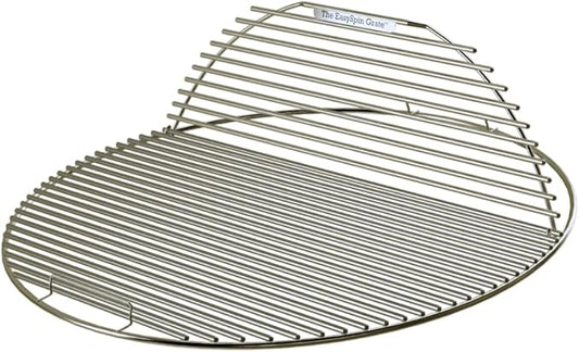 SnS Grills EasySpin Charcoal Grill Cooking Grate, 304 Stainless Steel, Large Hinged Opening, Perfect for 2-Zone Cooking, Replacement Grate Compatible with Weber & Other Grills - 18” Inches