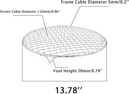 Barbecue Grill Net,BBQ Net for Grilling,Multi-Purpose SUS304 BBQ Grill Mesh, Round Barbecue Wire Rack,BBQ Grate/Steam Mesh for Outdoor Barbeque Camping Charbroil Backyards