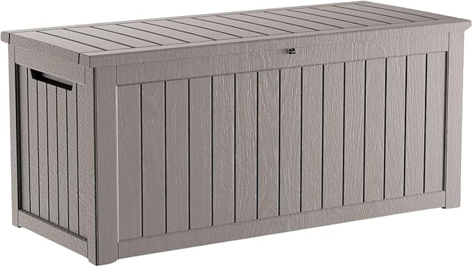 270 Gallon Resin Large Deck Box Organization and Storage Box for Patio, Outdoor Cushions, Garden Tools, Gray