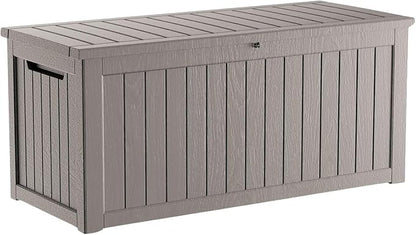 270 Gallon Resin Large Deck Box Organization and Storage Box for Patio, Outdoor Cushions, Garden Tools, Gray
