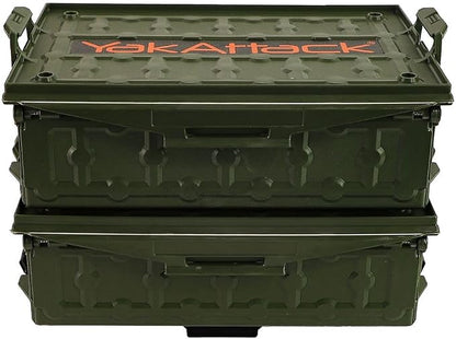 YakAttack TracPak Combo Kit – Ranger Grey | 2 Stackable Storage Boxes + Quick Release Track Base | Fits MightyMount, GearTrac & Most Kayak Tracks | Space-Saving Fishing Storage | Compact Kayaking Box