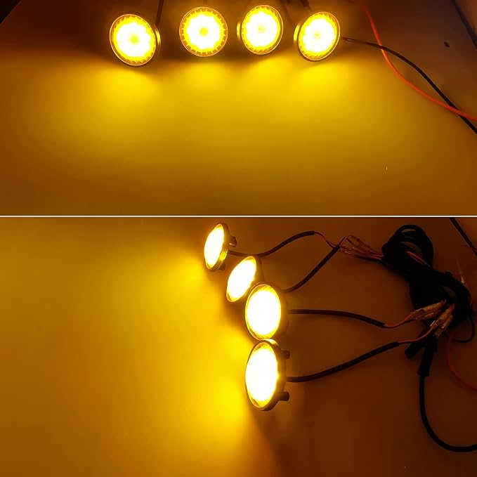 4Pcs LED Grille Light Kits Waterproof Amber LED Front Grille Lamp for 2018-2021 Wrangler JL JLU Original Grille with W/Fuse Adapter