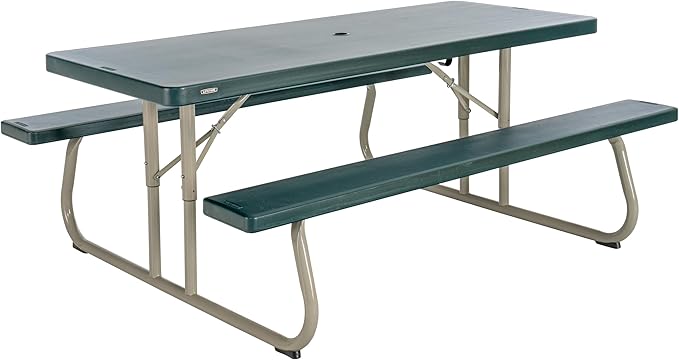 LIFETIME 6-Foot Classic Folding Picnic Table, Seats 8, Green