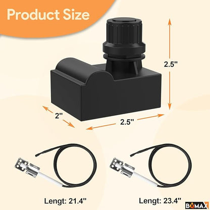 BQMAX G511-0055-W1 Ignition for Charbroil Grill Ignitor Replacement Kit, Electronic Ignition Module and 2 Push Grill Igniters Button with Wires for Charbroil Surefire Ignition Systems, 4 Outlets