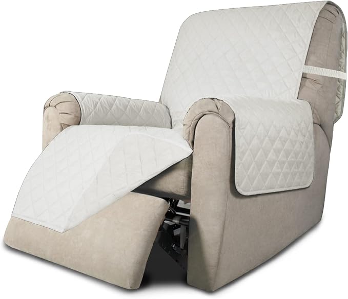 Easy-Going Reversible Couch Cover, Recliner 22 in, Ivory/Ivory | Machine Washable Slipcover For Dogs, Water Resistant Furniture Mat For Living Room, Non-Slip Sofa Cover, Pet Friendly