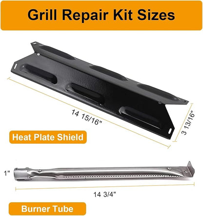 Grill Replacement Parts for Kenmore 146.23678310 146.16142210 146.23673310 146.16198211 146.34611410 146.34611410 146.46372610 Gas Grill, Porcelain Steel Heat Plate Shield,Burner Tube Repair Kit