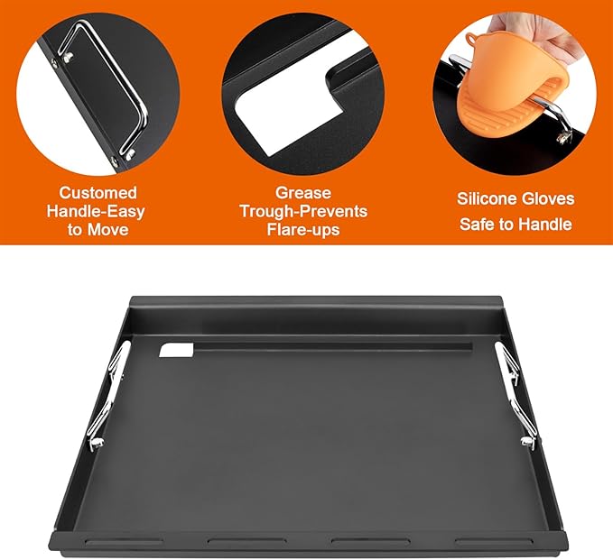 Full-Size Griddle Inserts for Weber Spirit 300 Series(2025 Models) E310 E325 EP325, Flat Top Griddle for Spirit II/I 200 Series(2016-2024) E-210 E-220 S-210 S-220, Replace for Weber 7637 Grill Grates