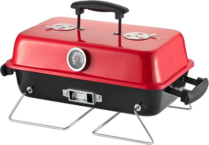 Portable Charcoal Grill, Tabletop Outdoor Barbecue Smoker, Small BBQ Grill for Outdoor Cooking Backyard Camping Picnics Beach,RED