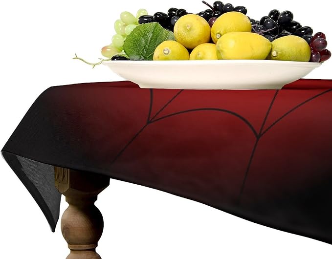 Spider Web Tablecloth, Big Spider Black Spiderweb Water Resistant Wipeable Table Cover for Picnic Party Holiday Kitchen Dinner Table 60"x120"