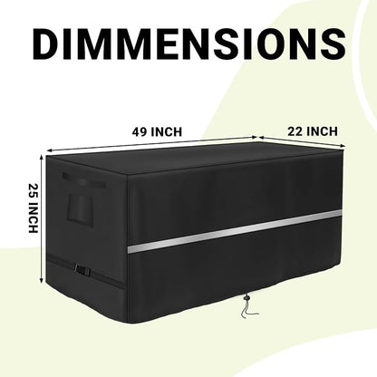 Deck Box Cover Heavy Duty Waterproof Deck Box with Handle, Outdoor Large Storage Cover Patio Rectangular Bench Covers (49 x 22 x 25inch)
