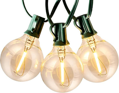 Formosa 26ft Indoor/Outdoor Clear LED Christmas String, Patio Light with 25 Retro Round Waterproof Edison Bulbs,G40 Shatterproof Globe Bulbs, Outside Hanging Lights for Gazebo Garden Backyard Decor