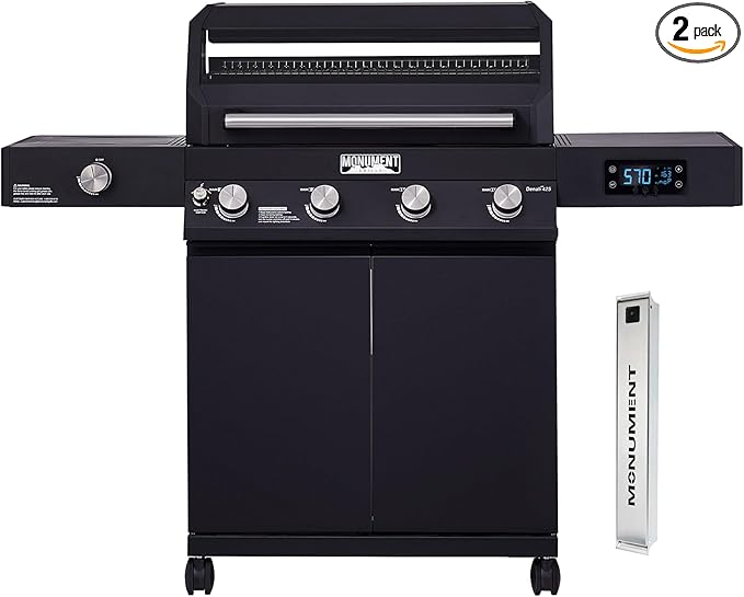 Monument Grills Denali Series, 4-Burner Liquid Propane Gas Smart bbq Grill Denali 425 with Stainless Steel Smoke Box(2 Items)