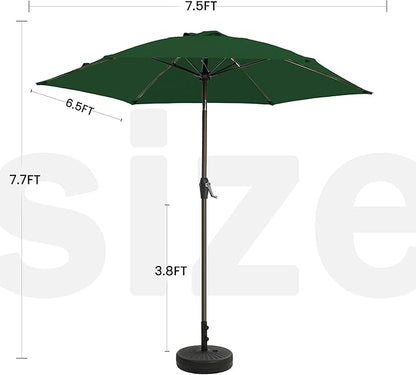 7.5FT Large Outdoor Patio Umbrella with Crank & Tilt - Durable Market Umbrella for Outdoor Patio with 6 Fiberglass Ribs for Poolside,Deck,Yard,Garden