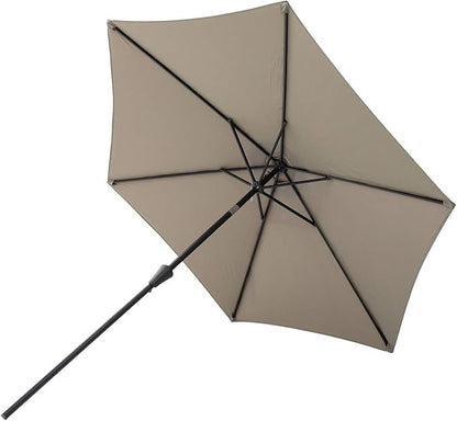 FLAME&SHADE 9ft Patio Umbrella Outdoor - Table Umbrella with Push Button Tilt and Crank, UV Protection, 6 Sturdy Ribs, Market Umbrella for Garden, Deck, Backyard, Lawn, Pool and Beach(Taupe)