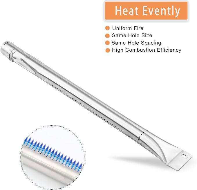 Grill Burner Tube, 4 PC Universal Stainless Steel Pipe Tube BBQ Gas Repair Parts Kits for Brinkmann, Charmglow, Uniflame and Outdoor Gourmet Grill Models, Grill Replacement for CTB3, 15 15/16"