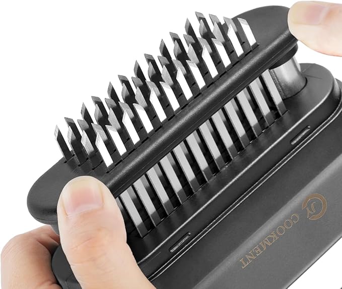 JY COOKMENT Meat Tenderizer Tool with 48 Stainless Steel Ultra Sharp Needle Blades, Kitchen Cooking Tool Best For Tenderizing, BBQ, Marinade