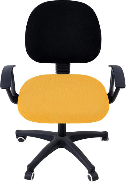 Smiry Office Computer Chair Seat Covers for Desk, Anti-dust Protector | Stretch Jacquard Removable Washable Desk Chair Seat Cushion Protectors, Mustard Yellow