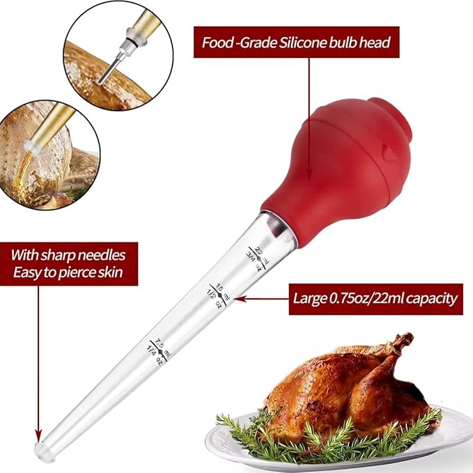 Holiday Serving Platter Thanksgiving Turkey Serving Set - Large Ceramic Turkey Platter & Turkey Baster Injector - Perfect for Holiday Dinners