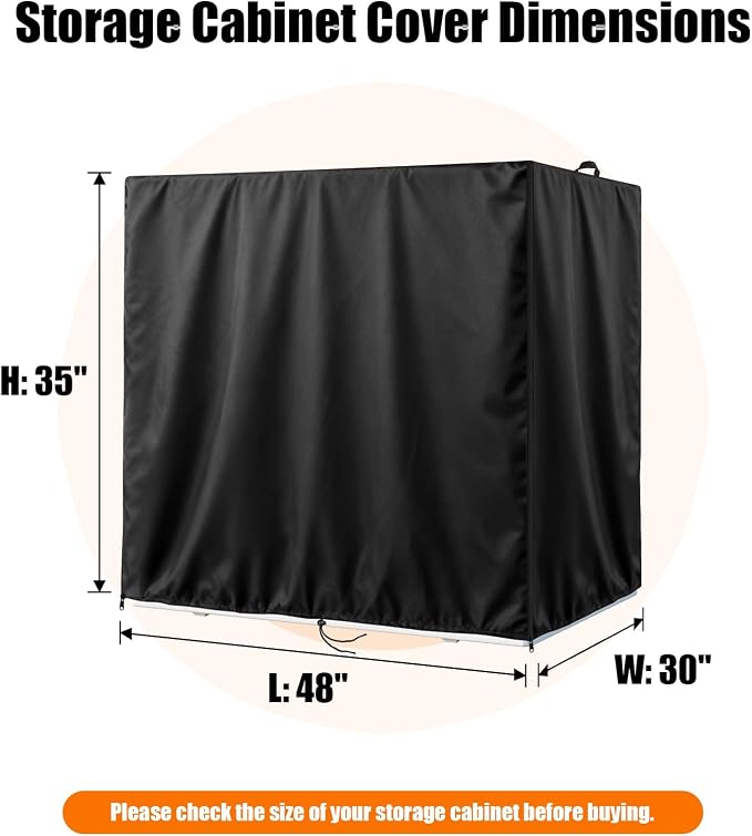 Kasla Outdoor Storage Cabinet Cover, 48"L×30"W×35"H | Heavy-Duty and Waterproof, Fits Storage Shelf, Storage Shed, Deck Box for Kitchen Patio Garden Organization and Storage