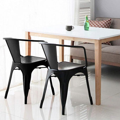 FDW Dining Chairs Set of 4 Metal Chair For Indoor, Outdoor, Patio, Kitchen, 18 Inch Seat Height Restaurant Chair, Tolix Side Stackable Bar Chairs 330LBS Weight Capacity,Black